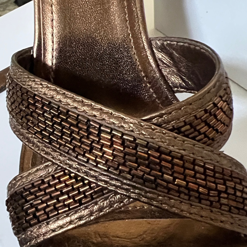 Coach Bronze Patterned Wedge Sandals - Picture 4 of 6